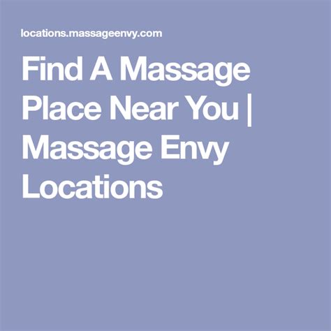 Find A Massage Place Near You 